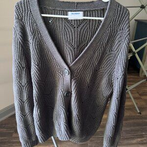 Women's Large Gray Cardigan Sweater